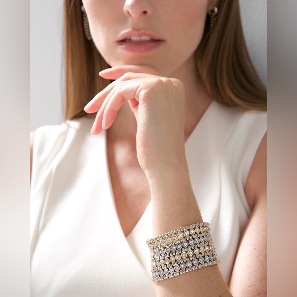 NWT WHBM Pavé-Accent Wide Stretch Bracelet